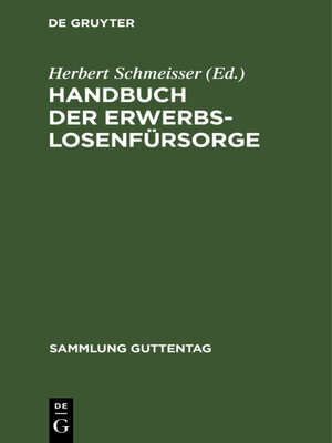 cover image of Handbuch der Erwerbslosenfürsorge